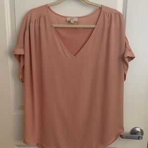 LOFT Women's Blush V-Neck Blouse- Gently Worn